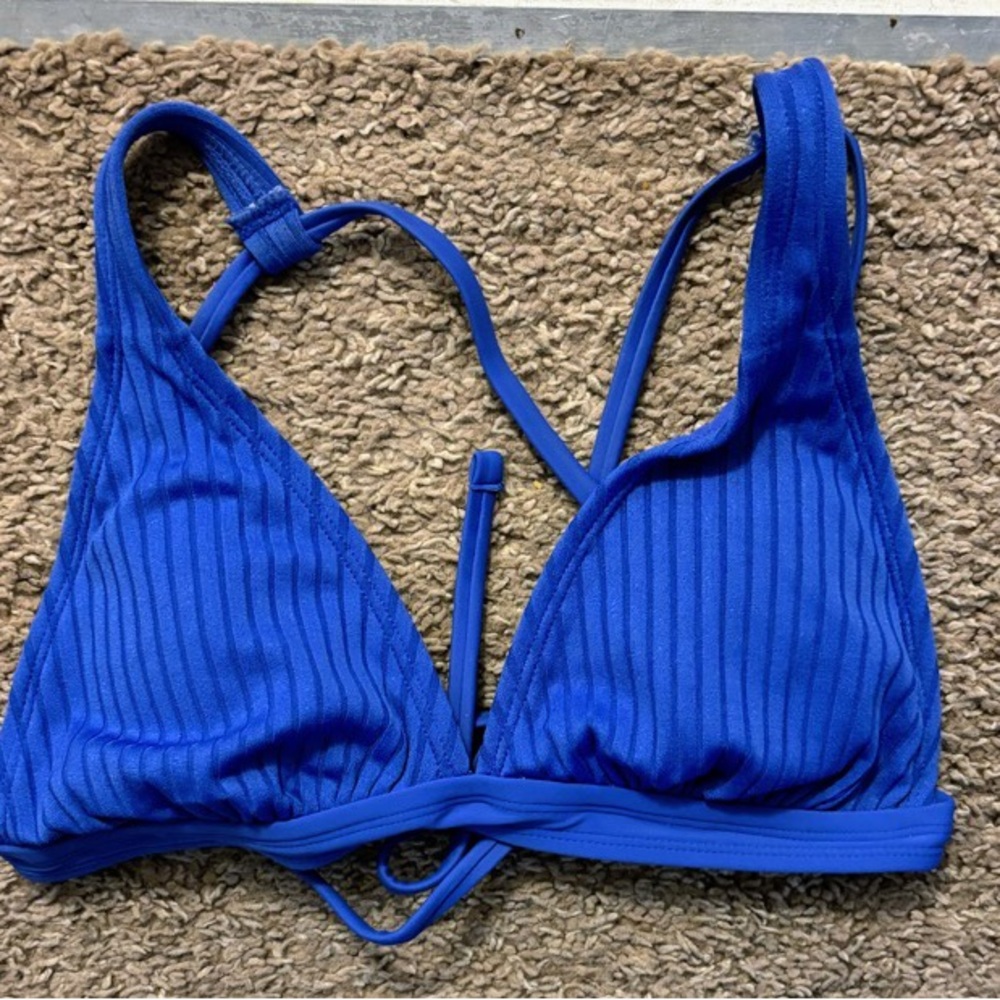 Xhilaration Vibrant Blue Ribbed Bikini Top Woman’s Md Like New